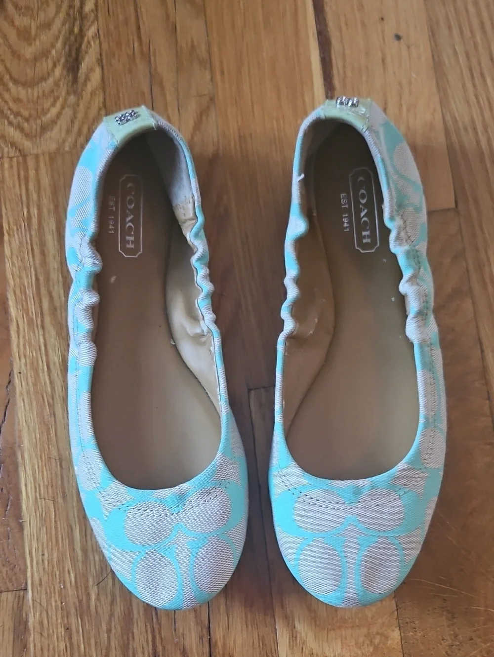 Coach Women's Mint Green Signature Ballet Flats